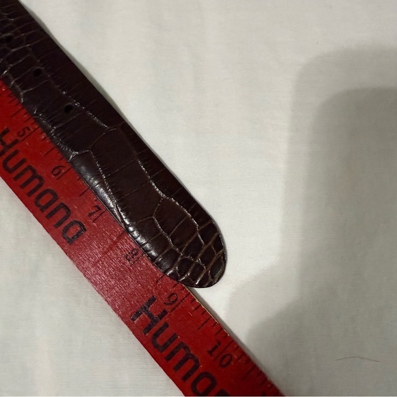 LAUREN RALPH LAUREN Brown Alligator Crocodile Print Dress Belt Leather Preppy - Picture 4 of 7